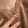 Modische Blume Gänseblümchen Perlenkette, 18K Vergoldete Titanstahl Schlüsselbein Kette für Damen