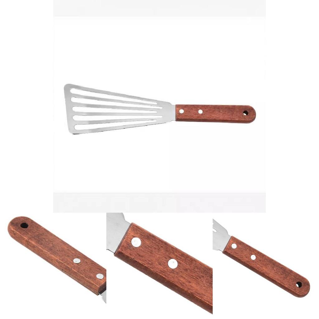 Durable Non-slip Fish Turner With Heat Resistant Wooden Handle For Kitchen Use