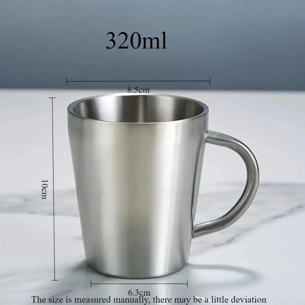300/400ml Stainless Steel Mug with Handle Suitable for Thermal Coffee Office Portable Water Cup Camping Metal Water Cup