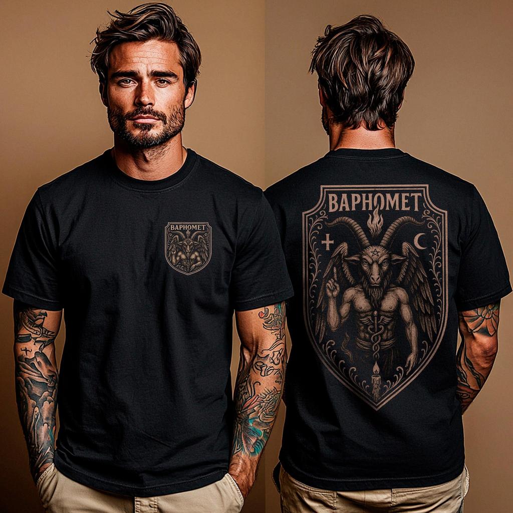 Baphomet T-Shirt Gothic Gift | Satanic Goat Design | Alternative Fashion for Occult Fans | Gift for Goths & Metalheads | Unisex Esoteric Tee