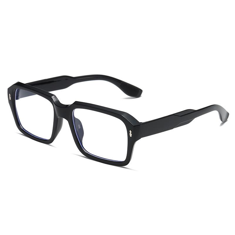 Trendy Unisex Anti-Blue Light Glasses with Square Metal Studs and Artistic Style Plain Lenses