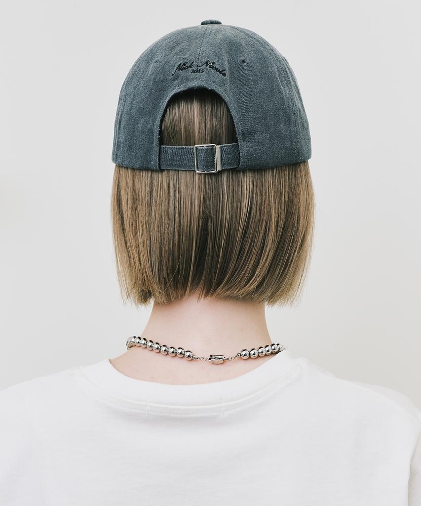 Nigaennikol Nicole Lettering Ball Cap_Denim Charcoal