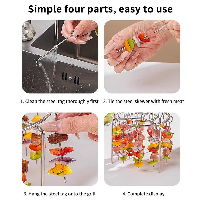 S/M/L Spieße Heißluftfritteuse Edelstahl Grill Vertikaler Spieß Hängender Ofen Kebab-Gestell Kebab-Halter Küchenhelfer Grill