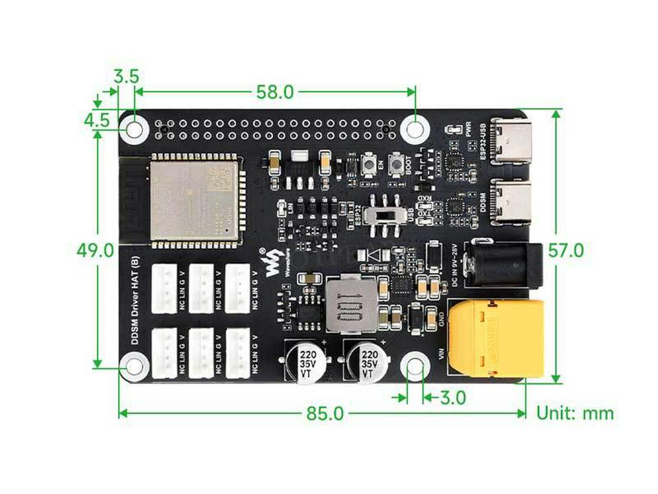 ESP32 Servo Hub Motor WiFi Board DDSM400 Compatible with Raspberry Pi