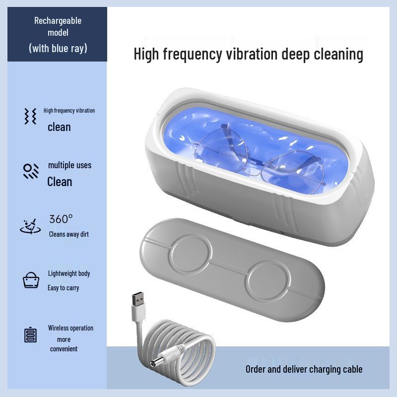 USB High-Frequency Vibration Cleaner for Glasses & Jewelry - Automatic, Multifunctional with Blue Light