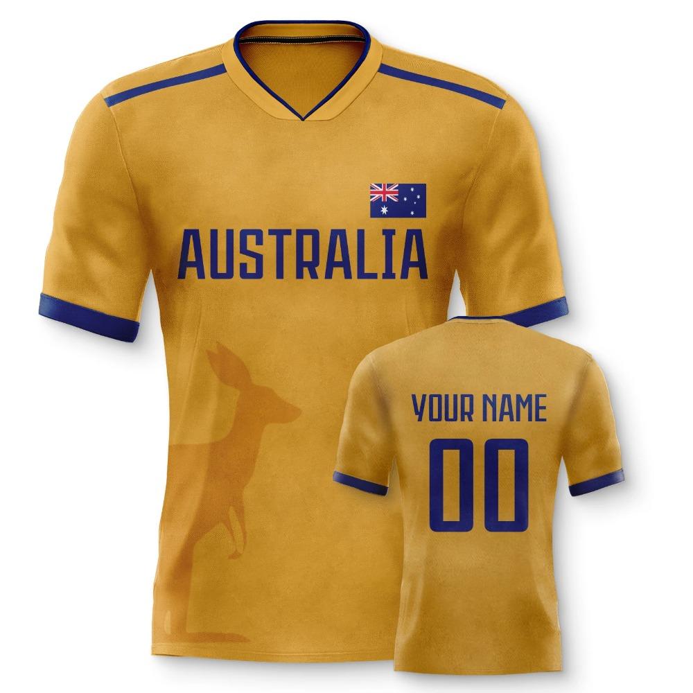 Maglie da Calcio Australia Personalizzate per Uomo con Nome Numero Personalizzato Maglietta da Calcio Maglia da Allenamento per Donne Bambini