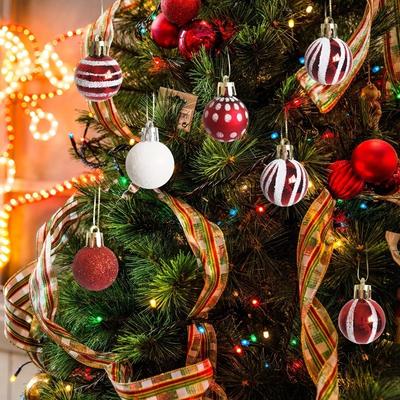 New 3cm Painted Christmas Ball Set Xmas Baubles Gift Ball Xmas Tree Hanging Christmas Decorations Plastic Xmas Ornament Ball