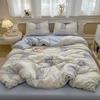 Cream Wind Double Yarn Bedding Four-piece Set Skin-friendly Breathable Washed Sheets Quilt Cover Pillowcase