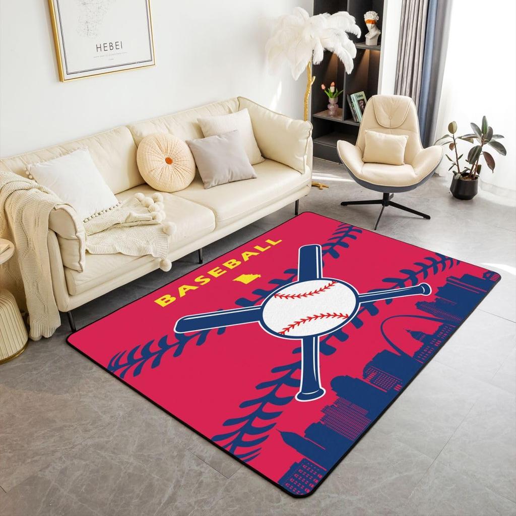 Ковер Erose Bridal Boys Baseball Area Rug 5x7 для подростков и молодежи, Ковер с изображением бейсбольной команды в подарок, Спортивные ковры для спальни, Городской ковер для помещений с тематикой бейсбола