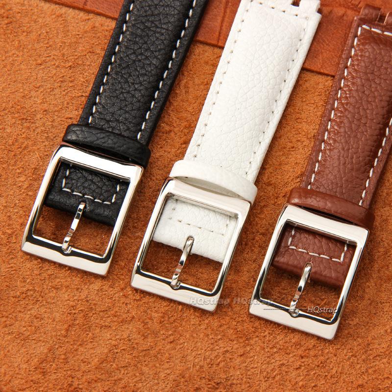 17mm Echtes Lederarmband für Swatch Armband Litschi Uhrarmband Armband Braun Uhrenarmbänder Damen Herren Uhr Gürtel Zubehör