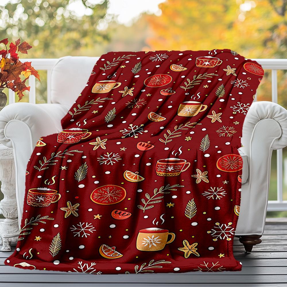1pc Christmas, Winter Outdoor Flannel Blanket Soft Warm All-Season Throw for Sofa Bed Car Camping Office, Cozy Gift Idea1127S