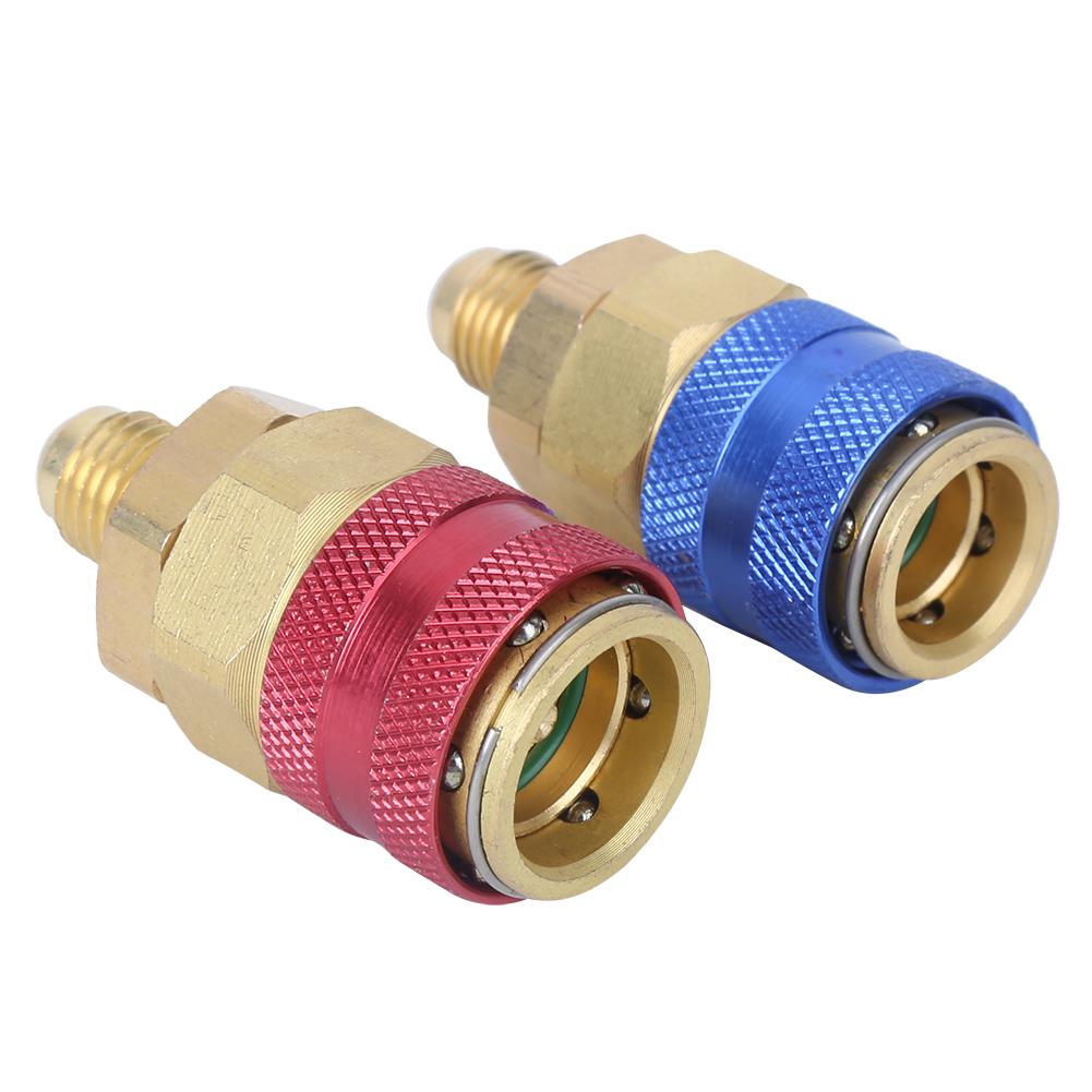 Air Conditioning Quick Coupler Connector Brass Adapters for R134A High Low Red Blue Side