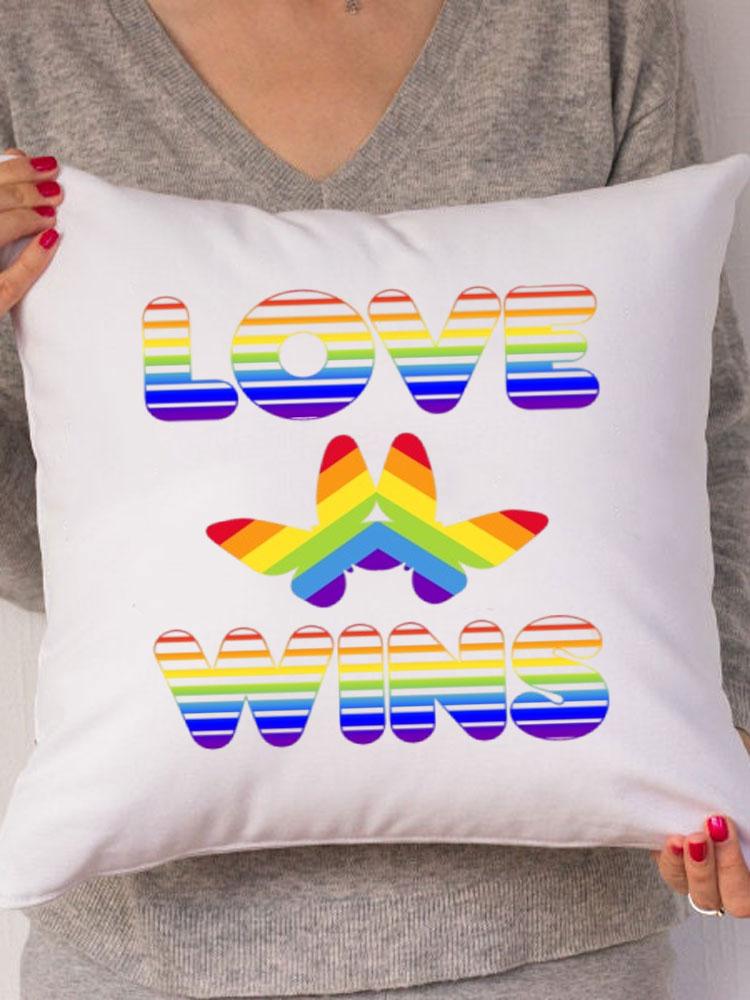Rainbow Love Wins Pillow Cover for New Couple Bedroom Home Decor Love Pillowcase Tic Tac Toe Love Wedding Gift Pillows 45*45CM