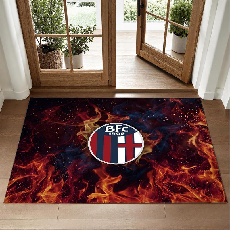 Bologna FC Design Crystal Velvet Rug Soft Decorative Mat for Bedroom Entrance