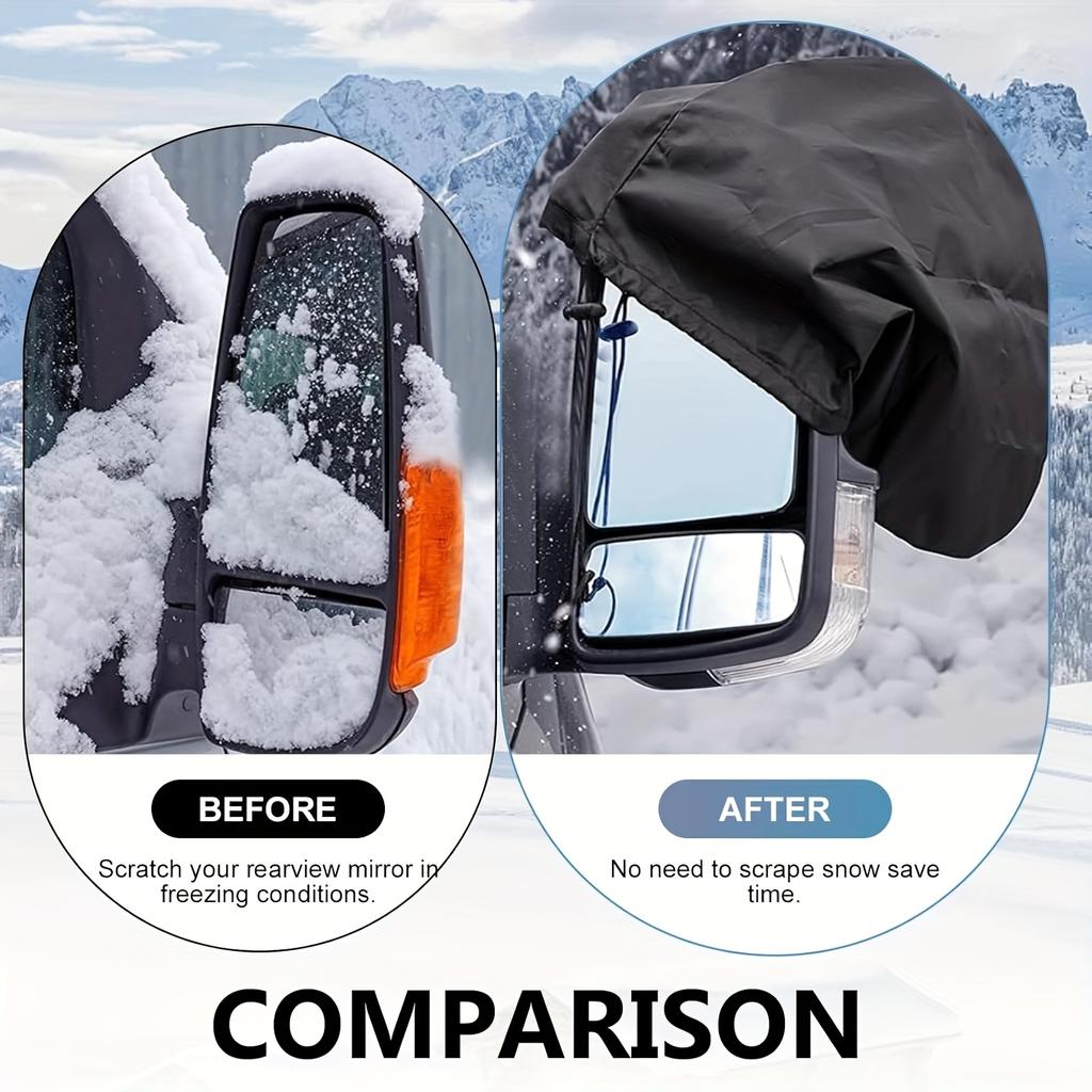 2pcs Car Rearview Mirror Snow Covers, Adjustable Strap Mirror Covers, Suitable for Most SUVs, Minivans, Sedans, Easy Install