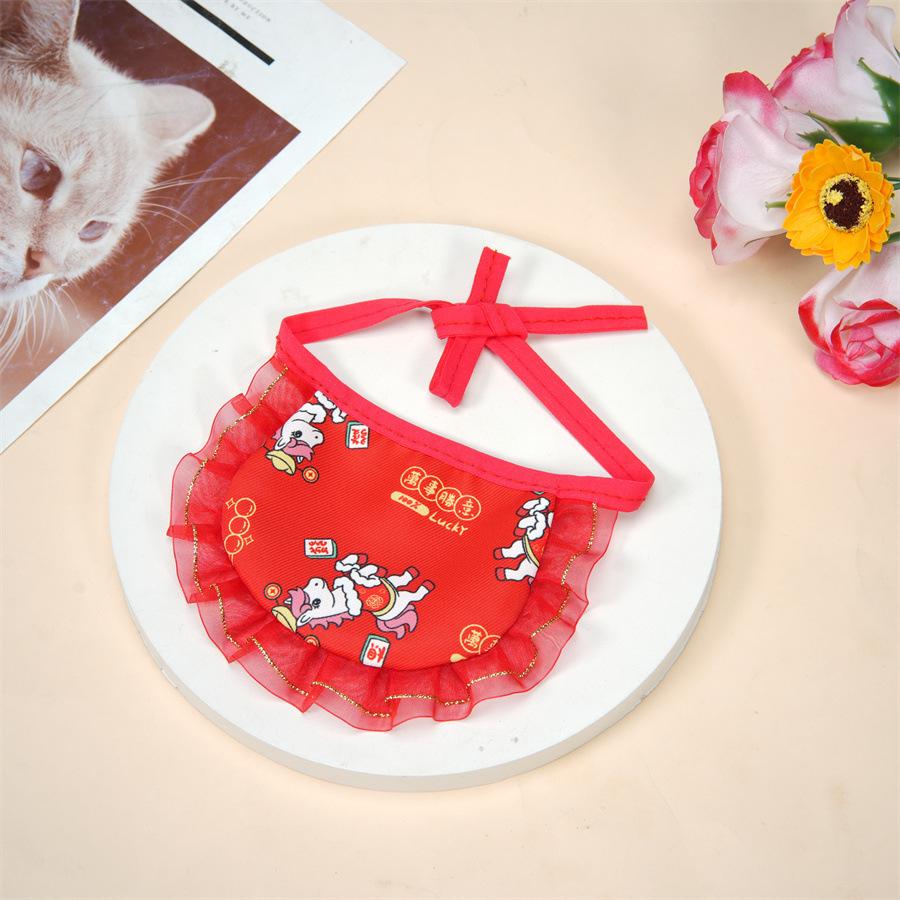Pet festive bib puppet decoration scarf lace collar cat saliva towel small pet decoration