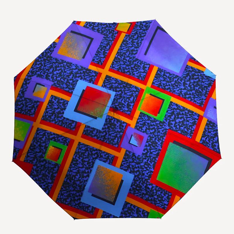 

1pc Abstract Squares Automatic Open/Close Umbrella, Compact Travel Umbrella, 8-Rib Sturdy Frame - Ideal Gift for Friends yy251118027