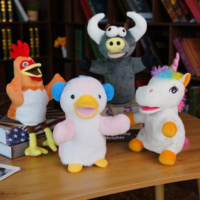 Niedliche Tier Plüsch Handpuppen Weiche Spielzeuge Küken Einhorn Rind Pinguin Geschichte Rollenspiel Puppe Plüschtiere Geschenk für Kinder