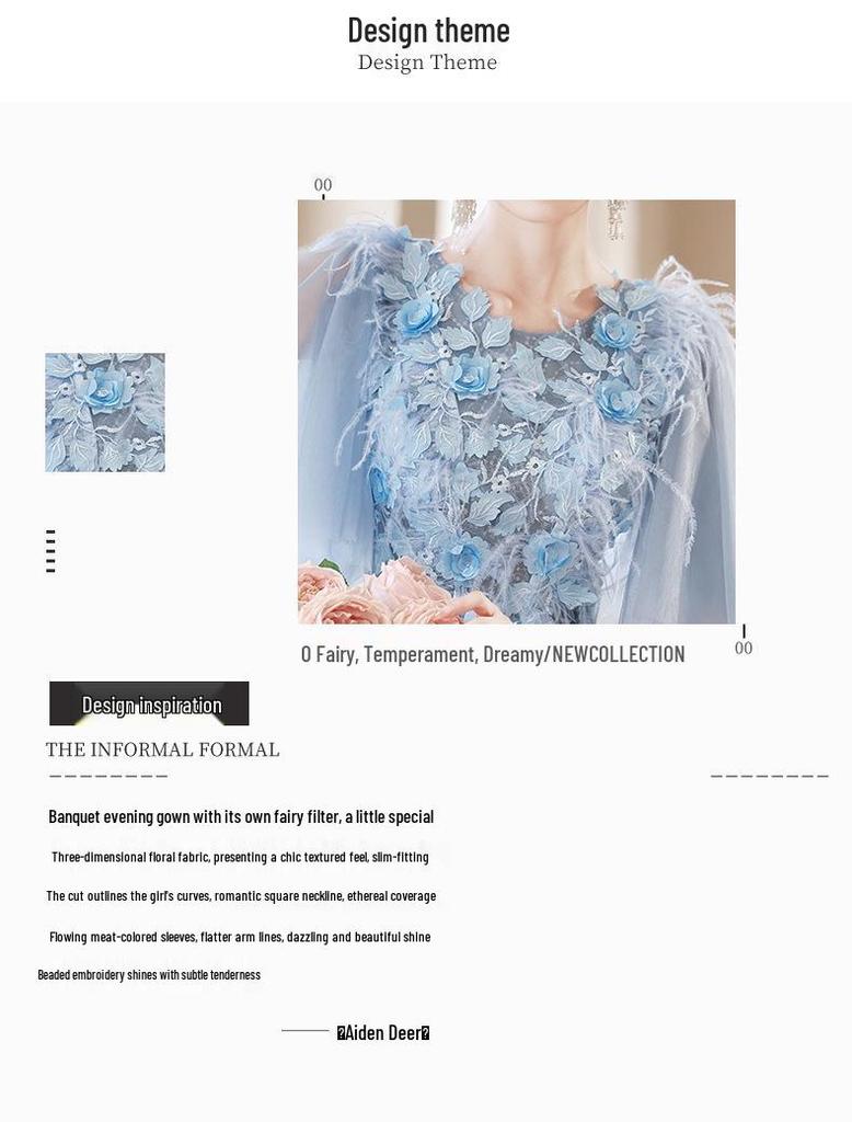 Elegant 2026 Blue Fairy Evening Gown - New Luxury French-Inspired Long Banquet Dress