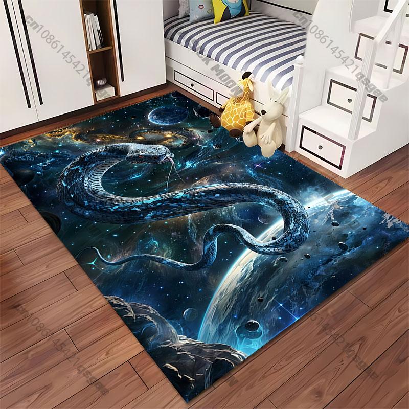 Snake Floating In Cosmic Space Carpet Yoga Living Room Room Decor Children's Crawling Mat Doormat Area Rug Games Mat