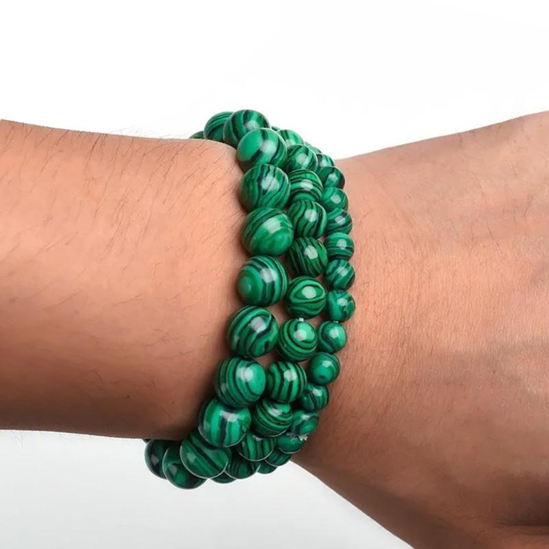 Latest Models 6 8 10mm Green Malachite Bracelet Men Women Bangle for Best Friend Gift Handmade Beaded Natural Stones