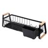 Dish Rack and Drain Board Kitchen Plate Cup Dish Drying Rack Tray Cutlery Dish Drainer with Wood Handle