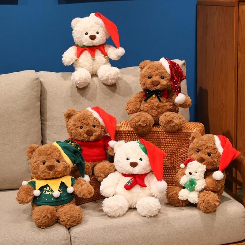 Christmas Teddy Bear Plush Toy With Dress For Holiday Decor Gift For Kids And Adults