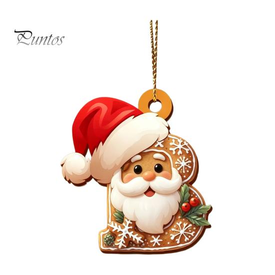 Christmas Tree Gingerbread Letter Ornaments 2D Flat Acrylic Ornaments, Pendant with Santa Claus, Personalized Alphabet Keepsake for Friends
