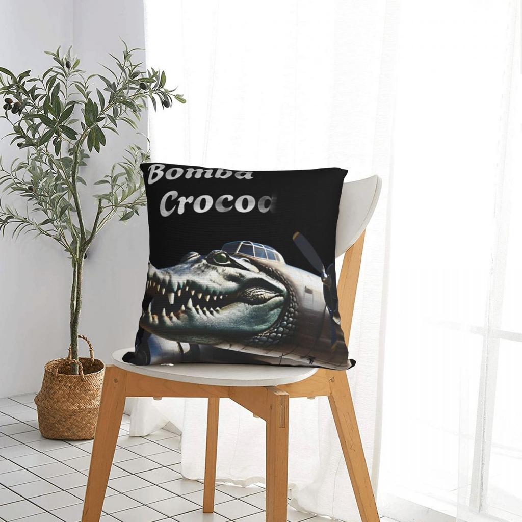 Brain Rot Bombardiro Crocodilo Pillow Cases Italian Meme Cushion Cover Awesome Decor Pillowcase for Home 45x45cm