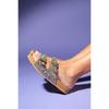 Crystal Embellishment Genuine Leather Double Belt Women's Slippers