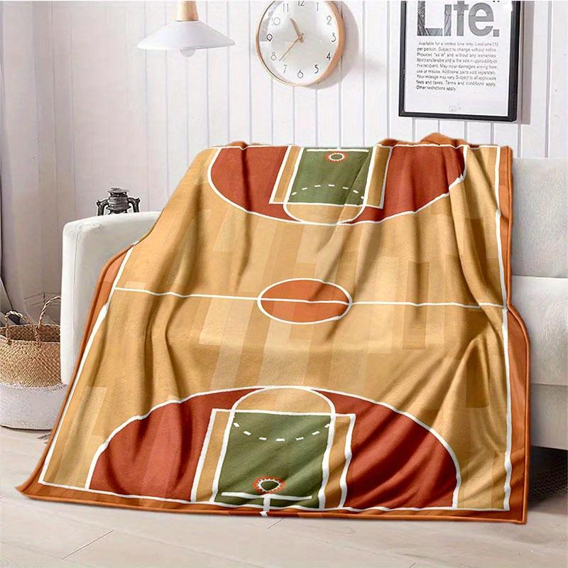 Contemporary Abstract Football Field Throw Blanket - Stain Resistant, All-Season Knitted Polyester, Digital Print, Ideal for