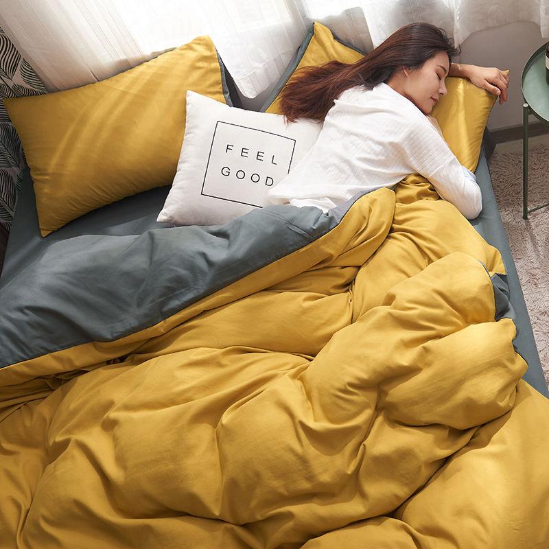 Korean Solid Purple Bedding Set Soft Flat Sheet Duvet Cover Pillowcase Polyester Bed Linen Twin Queen Full Size Quilt Cover Set