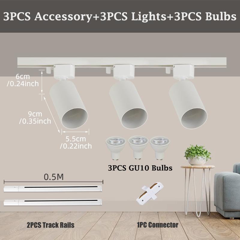 Led Track Light Replaceable GU10 Bulb Track Lamp 110v 220v for Clothing Shop Store Kitchen Living Room Decor Spotlight Lighting