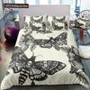 Gothic Skull Duvet Cover Set, Death Moth And Flowers Comforter Cover King Personalized Skeleton Bones Bedding Sets Black Cream