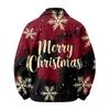 Men's Christmas Print Zip-Up Jacket with Collar, Loose Fit Casual Outerwear for Holiday Parties