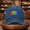 A MenS ATEEZ Rainbow Gradient Baseball Cap Adjustable And Stylish for Outdoor Use Featuring an Urban Design This Lightweight
