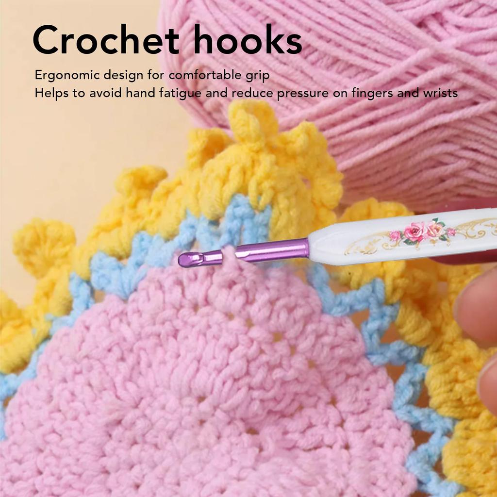 16pcs Crochet Hooks Kit Ergonomic Crochet Needles Set Multipurpose Crochet Hooks With Case For DIY Hand Knitting