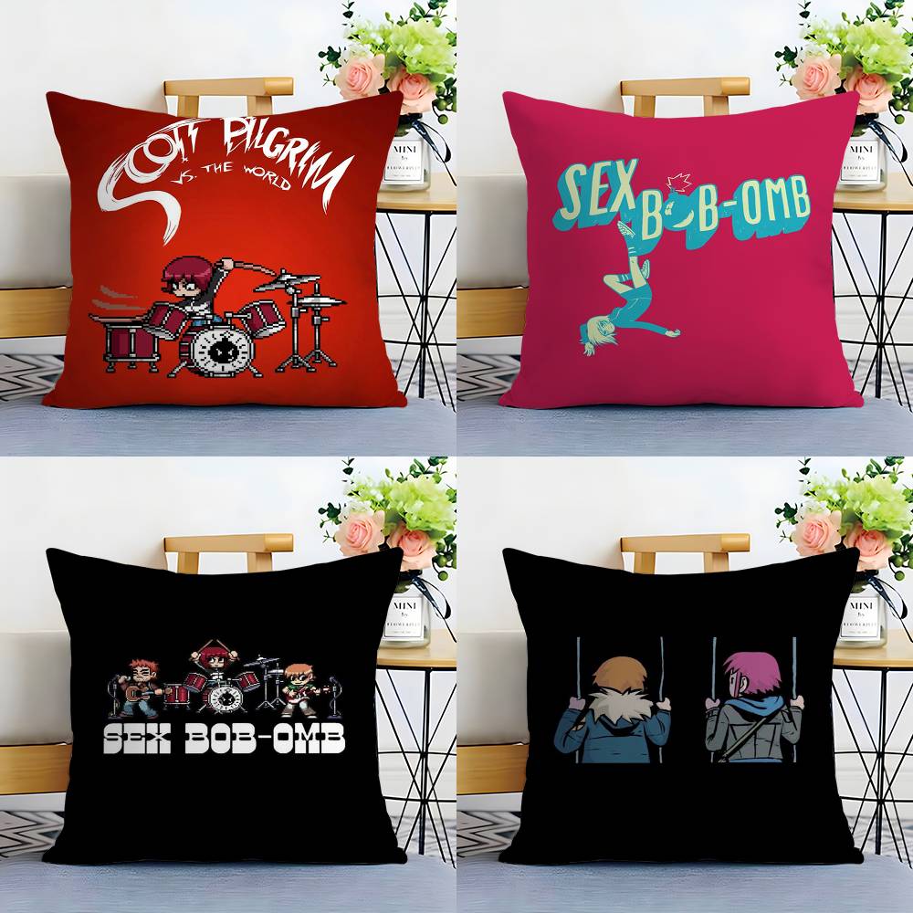 Cartoon S-Scott P-Pilgrim Pillow Case Sofa Short Plush Double-sided HD Printing Room Home Office Gift Cushion Cover