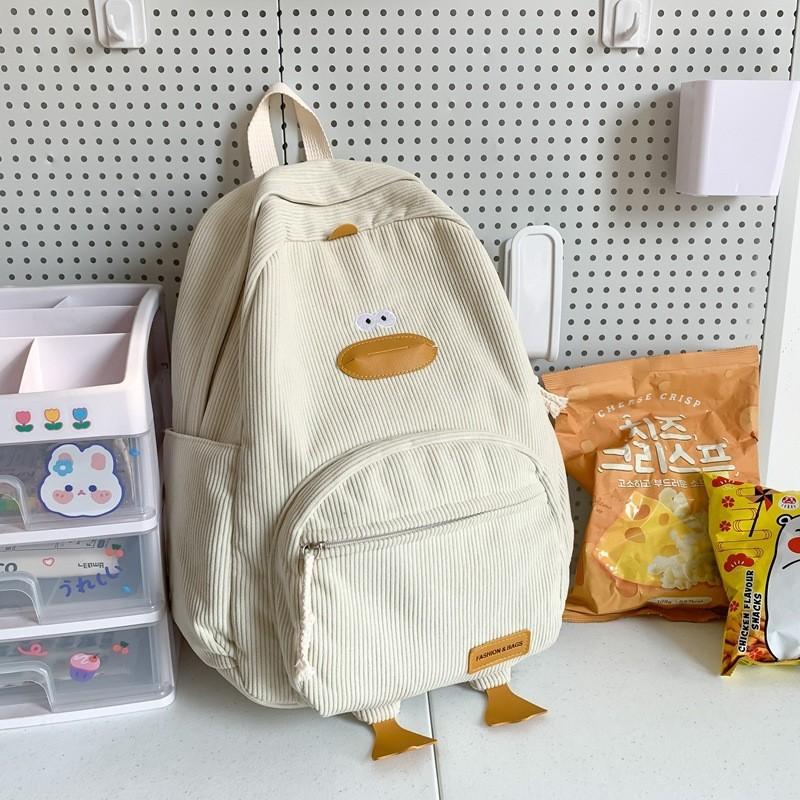 Cute Cartoon Velvet Duck Backpack For Girls Breathable School Bag High School Korean Style Shoulder Bag