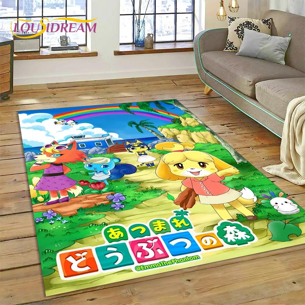 Niedlicher 3D-Cartoon-Teppich mit Animal Crossing New Horizons für Wohnzimmer, Schlafzimmer, Heimdekoration, rutschfeste Dekoration für Sofa, Kindergeschenk