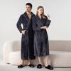 Autumn and Winter Bathrobe Padded and Thickened Couples Robe Lengthened Pajamas Women Bebe Velvet Comfortable Homewear