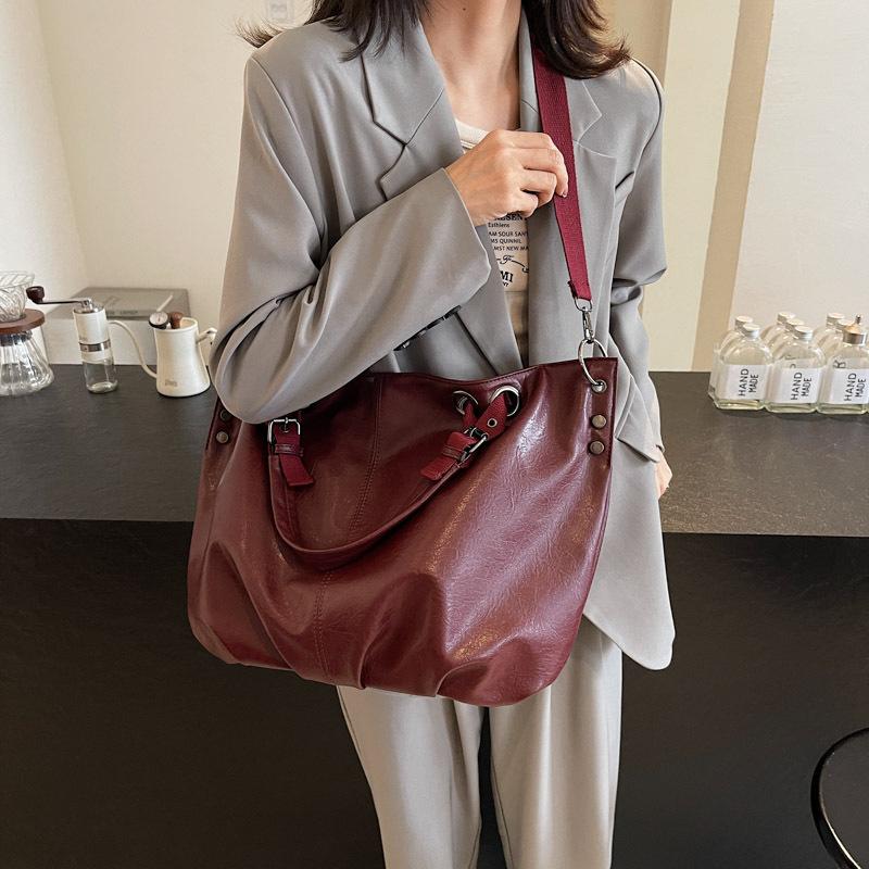 New Casual Style Canvas Satchel Large Capacity Daily Commuter Pocket Shoulder Bag