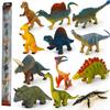 Children's Educational Learning Cards: 12 Types of Hand-Painted Dinosaur and Marine Animal Models