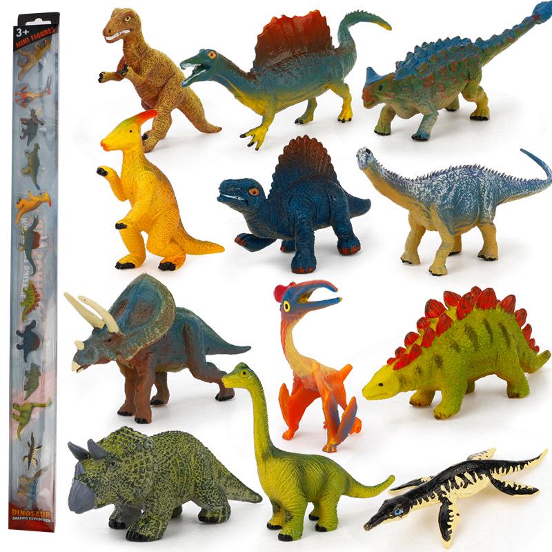 Children's Educational Learning Cards: 12 Types of Hand-Painted Dinosaur and Marine Animal Models