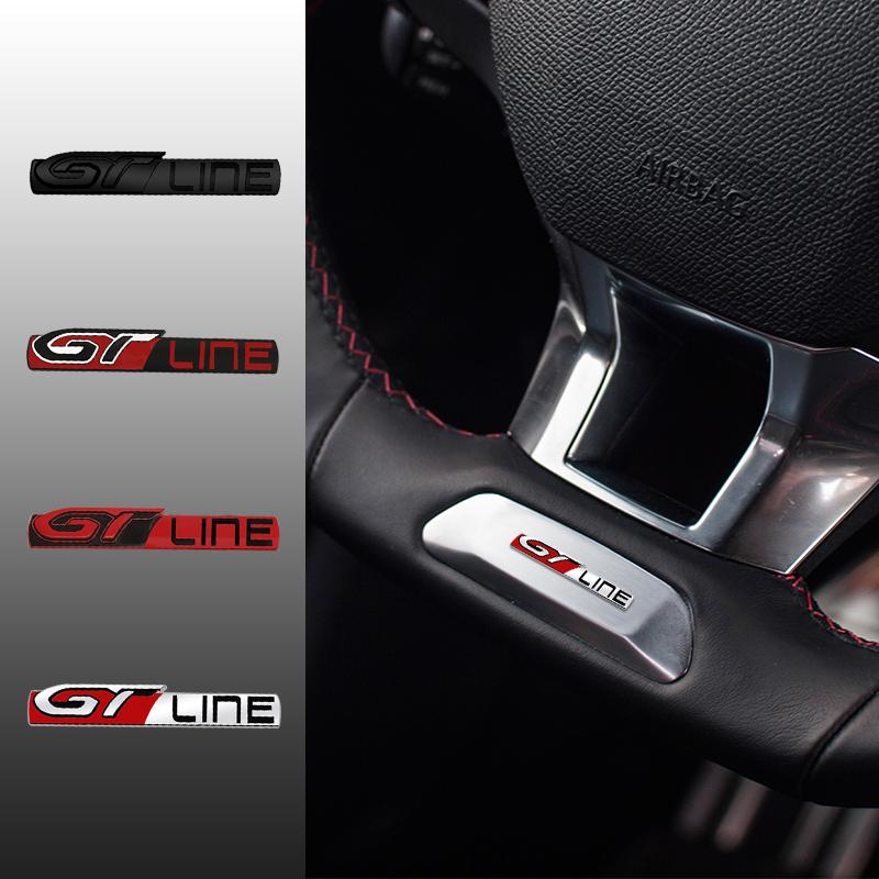 VZQR9 Auto Metal GT LINE Emblem Decor 3D Steering Wheel Center Console Car Interior Sticker For Peugeot 206 208 301 308 RCZ 2008 5008