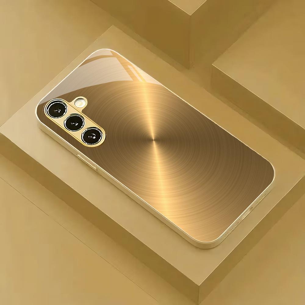 Skleněné pouzdro na telefon s galvanickým pokovením z nerezové oceli vhodné pro Samsung Galaxy S26 S25 S24 S22 S21 S20 FE/Ultra/Plus proti pádu