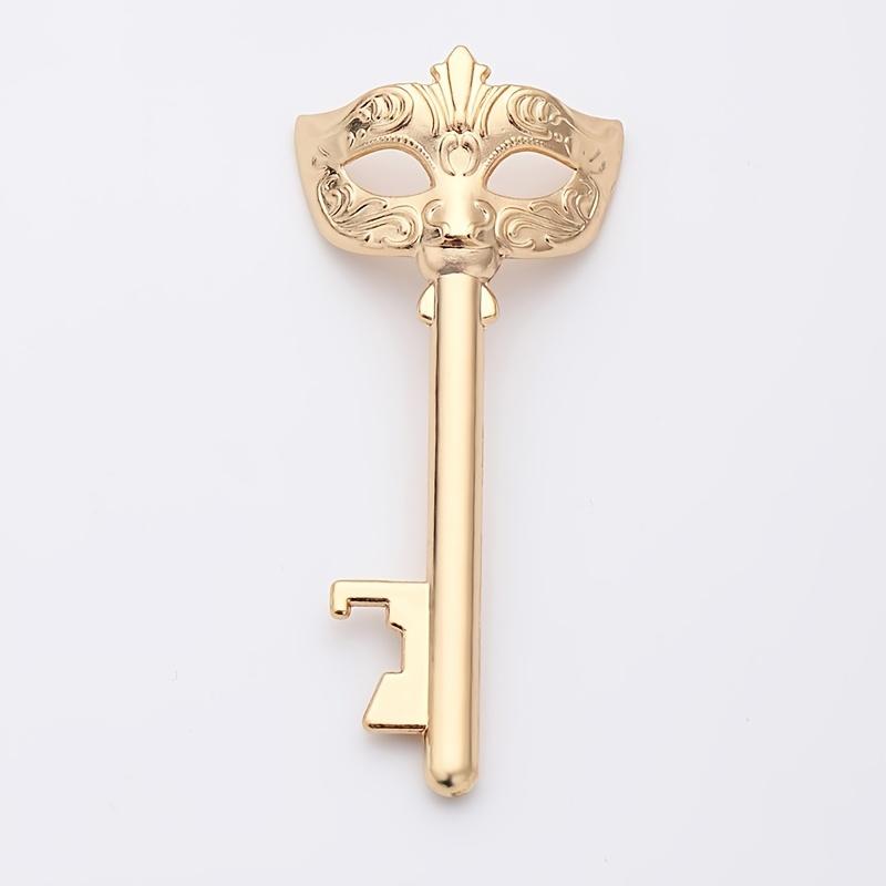 1 ks Elegantní maškarní klíč otvírák na láhve - Kovový otvírák na pivo pro svatbu, narozeniny, Vánoce, Valentýna, Absolventské dárky