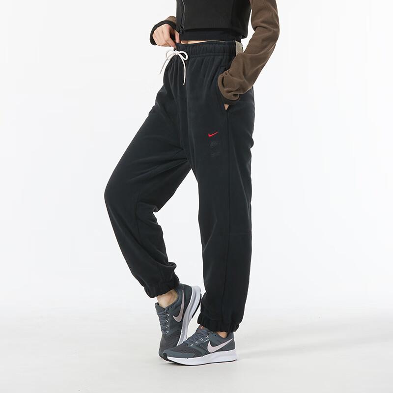 Nike Dragon Soar New Year Series Solid Color Logo Drawstring Fleece Cuffed Knit Sports Pants Women Bottoms Black FZ6388-010