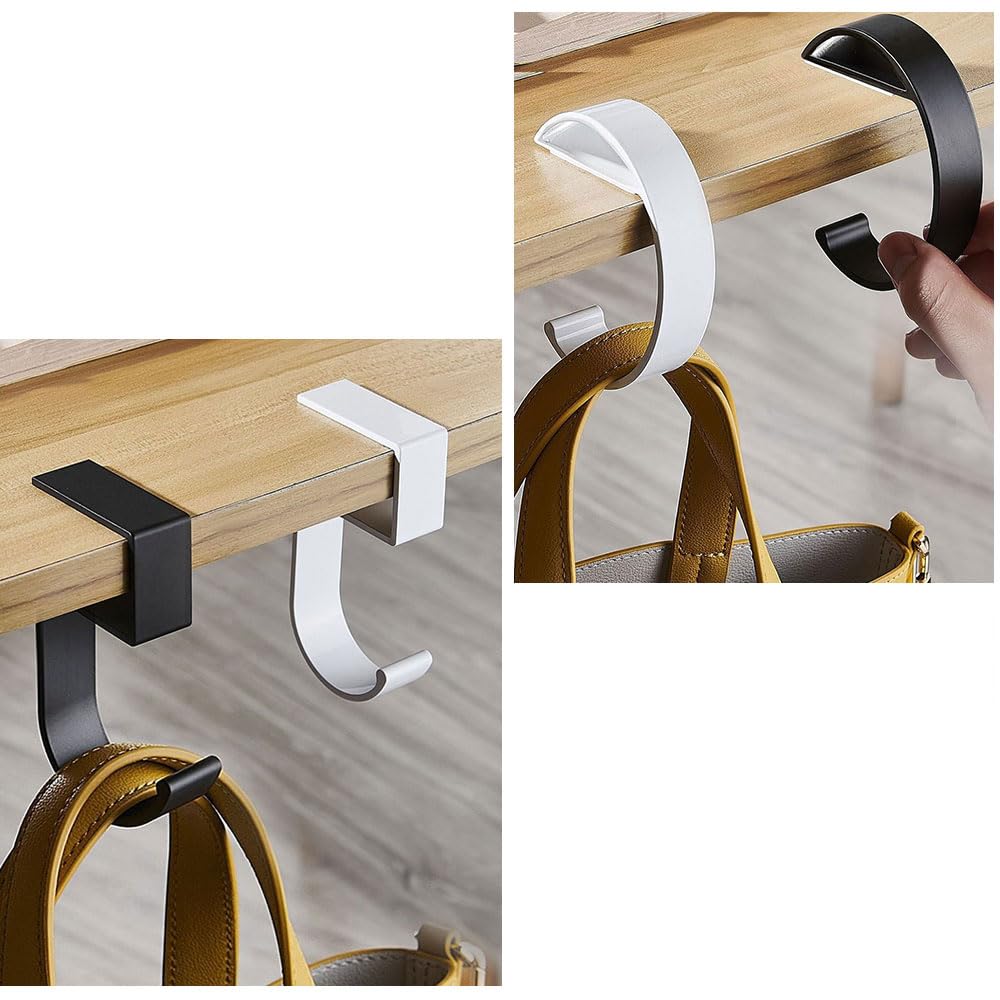 Set of 4 Office Supplies Table Hooks, Bag Hangers, Under-Cabinet Storage Hooks, Anti-Slip (Type 5 + Type E - Set of 4)
