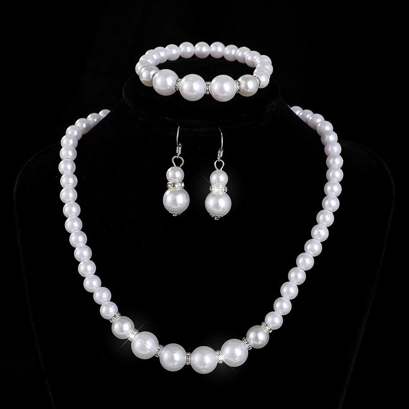 Accessories Bridal Sweater Necklace Kit Diamond Faux Pearl Necklace Earrings Bracelet Kit